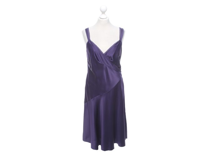 Amanda Wakeley Dress with removable sash Purple Polyester Satin  ref.92554