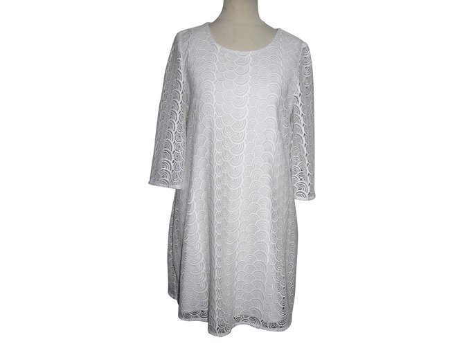 Diane Von Furstenberg DvF Martina shift dress White Polyester Lace  ref.92565