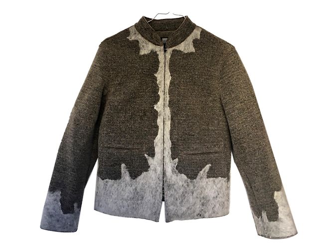 Marithé et François Girbaud Wool Jacket White Beige Grey
