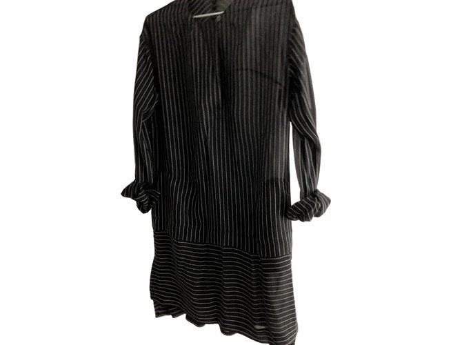 Alexander Wang Black / gray striped dress Silk Breitschwanz  ref.92595