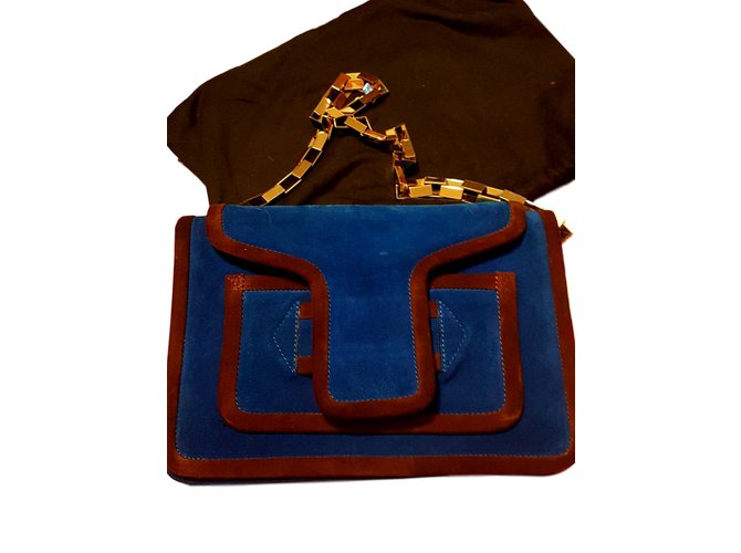Pierre Hardy handbag with shoulder strap Navy blue Velvet  ref.92612