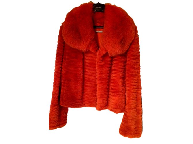 Autre Marque Fur jacket Orange  ref.92619