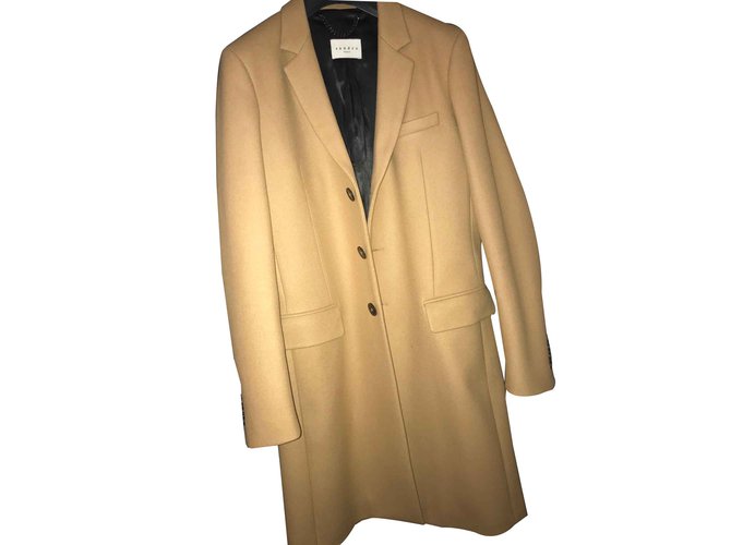 Sandro long coat Beige Wool  ref.92635