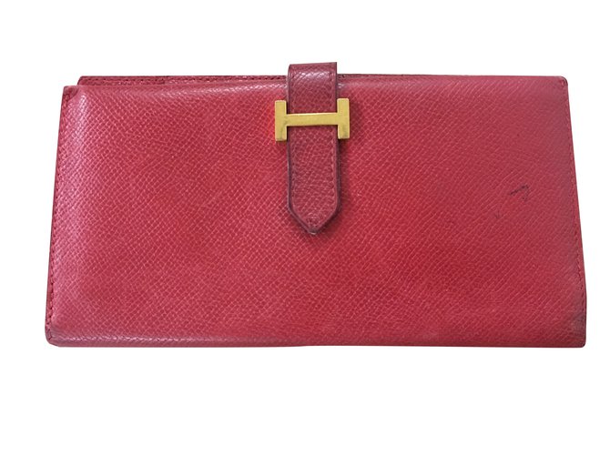 Hermès Béarn Red Leather  ref.92640