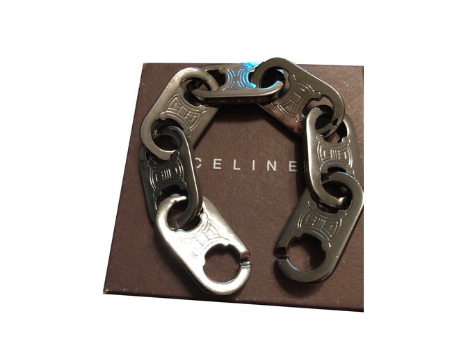 Céline gourmette bracelet Dark grey Metal  ref.92656