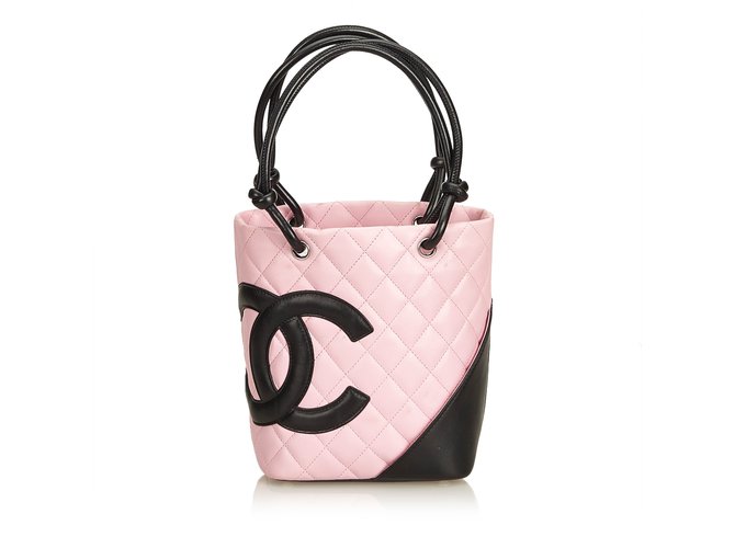 Chanel Balde de Linha Cambon Small Bucket Bag Preto Rosa Couro  ref.92747