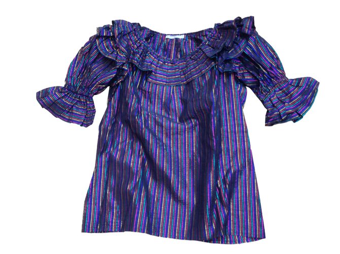 Yves Saint Laurent Ruffled striped blouse Multiple colors  ref.92774