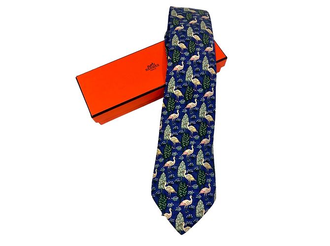 Hermès silk tie Blue