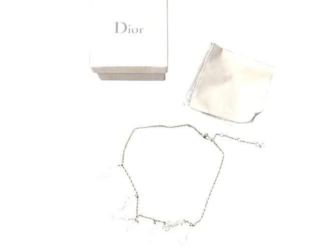 Christian Dior Silhueta de mulher de colar Prata Metal  ref.92867
