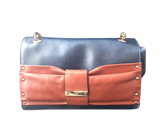 Chloé bag / clutch Light brown Dark blue Leather  ref.92871