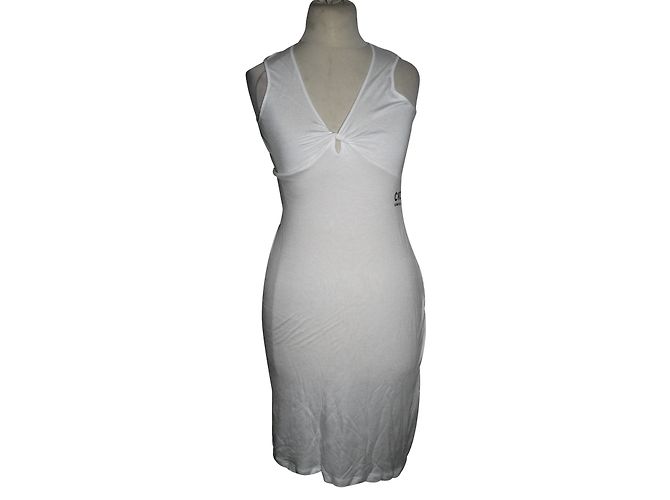 Vestido branco de viscose e renda Costume National