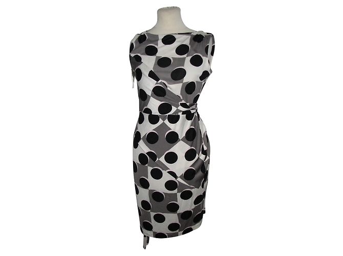 Diane Von Furstenberg Shina Seidenkleid Schwarz Weiß Grau