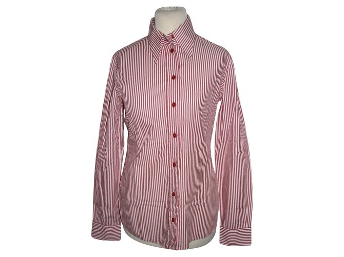 Alberta Ferretti Striped blouse White Red Cotton  ref.92926