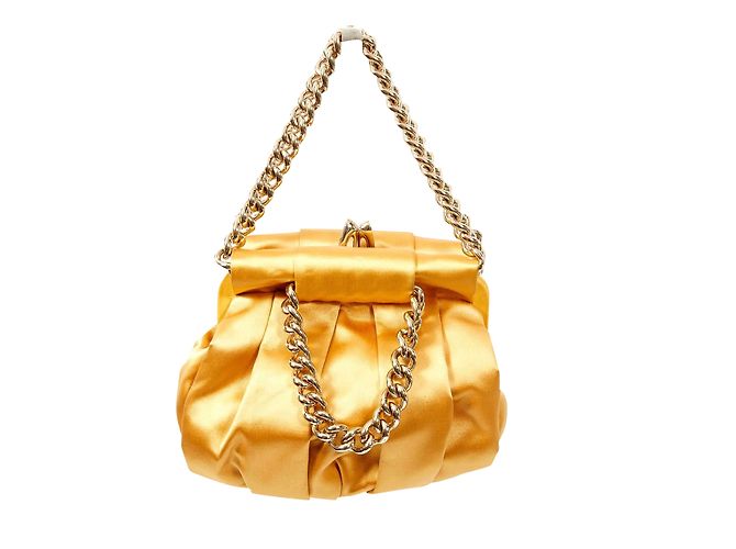 Bolsa de noite Christian Louboutin em cetim dourado