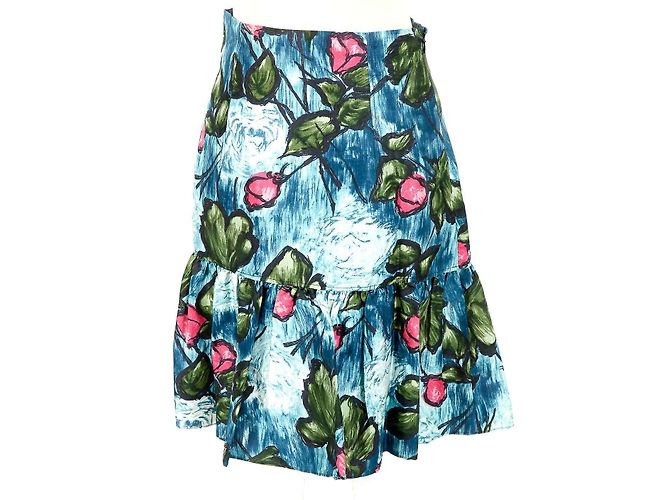 Gonna Kenzo in seta con stampa floreale bianca e blu Multicolore