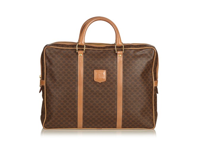 Céline Macadam Briefcase Brown Leather Plastic  ref.92944