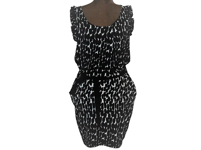 Vestido fluido com padrão preto e branco Gerard Darel