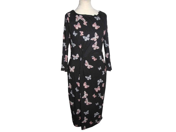 Autre Marque Dress with butterfly pattern Dark grey Viscose Elastane  ref.93034
