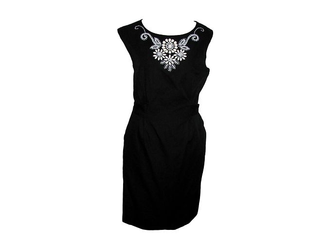 Autre Marque Gesticktes schwarzes Kleid
