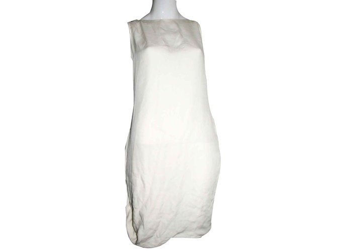 Halston Heritage Silk drape dress Cream  ref.93064