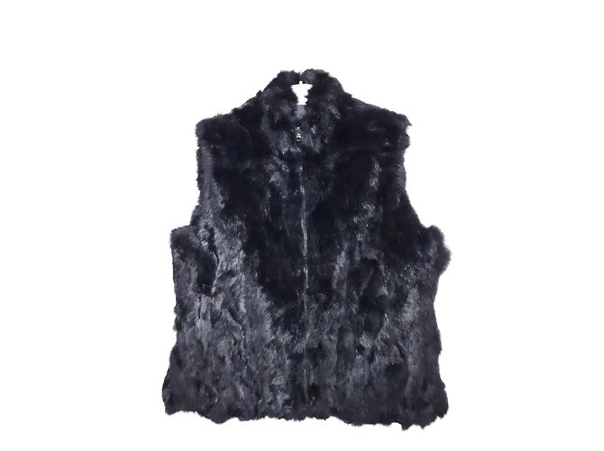 Autre Marque Chaqueta sin mangas de piel de conejo Carla Negra Negro
