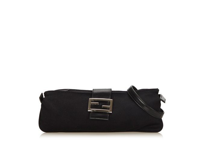 Cotton Crossbody Bag Fendi Cotton Crossbody Bag Handbags Leather Other Cloth Black Silvery Ref