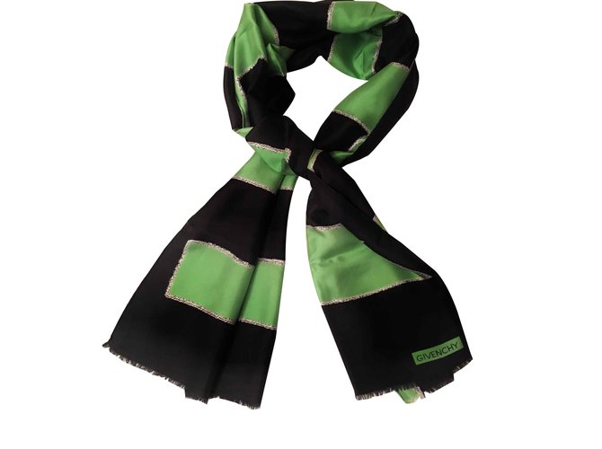 Stola Givenchy in seta nera e verde Nero 