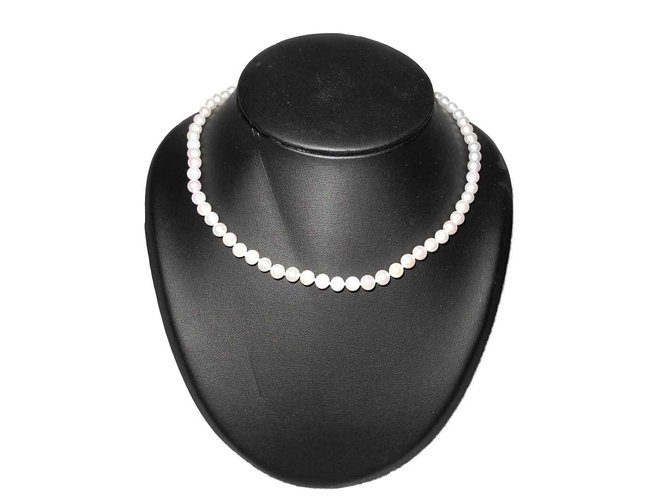 Autre Marque Misaki superb 750 collar de perlas de oro blanco nueva etiqueta  ref.93228