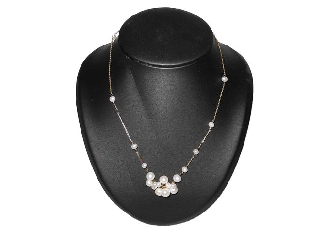 Autre Marque Misaki stunning white cultured pearl necklace new label Silver  ref.93229