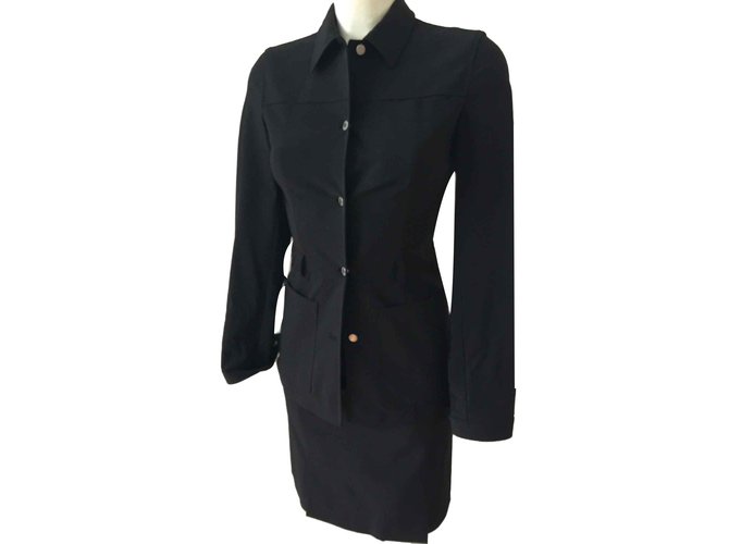 Prada Skirt suit Black Polyester Elastane  ref.93249
