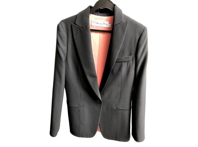 Christian Dior Black crepe jacket FR36 Viscose  ref.93266
