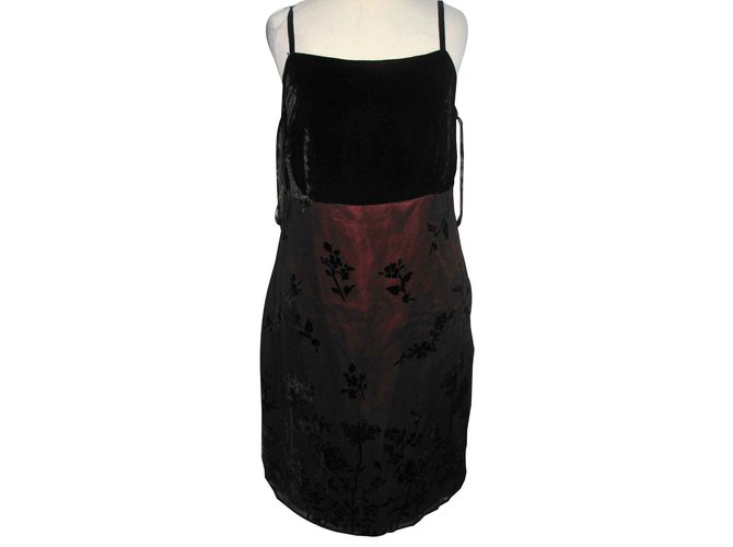 Autre Marque Silk velvet short evening dress Black Red  ref.93297