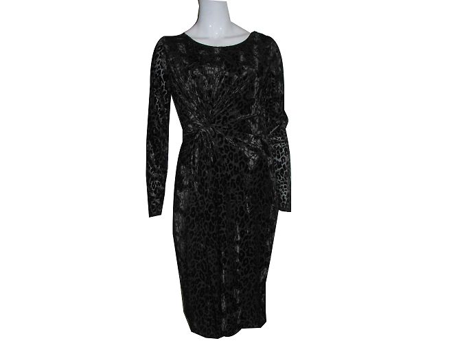 Autre Marque Schwarzes Samt- und Chiffonkleid
