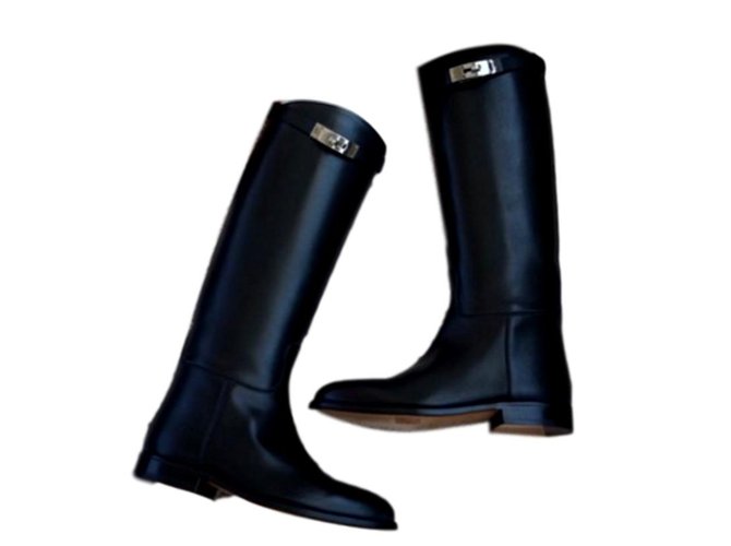 Hermès Ankle boots Black Leather  ref.93306