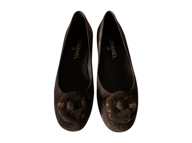 Chanel Zapatillas de ballet Marrón oscuro Suecia  ref.93333