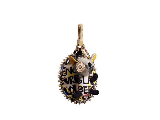 Burberry Bob the Hedgehog cotton keychain with graffiti print Multiple colors Leather Cashmere  ref.93352