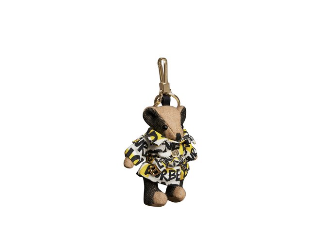Burberry Keychain Thomas Bear with trench coat in 100% cashmere graffiti print Multiple colors  ref.93354
