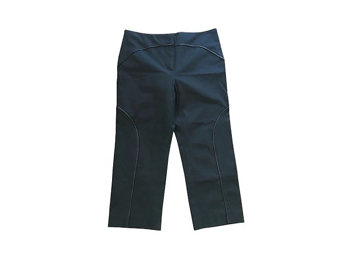 Alexander Mcqueen Pantalon court noir à finitions en cuir