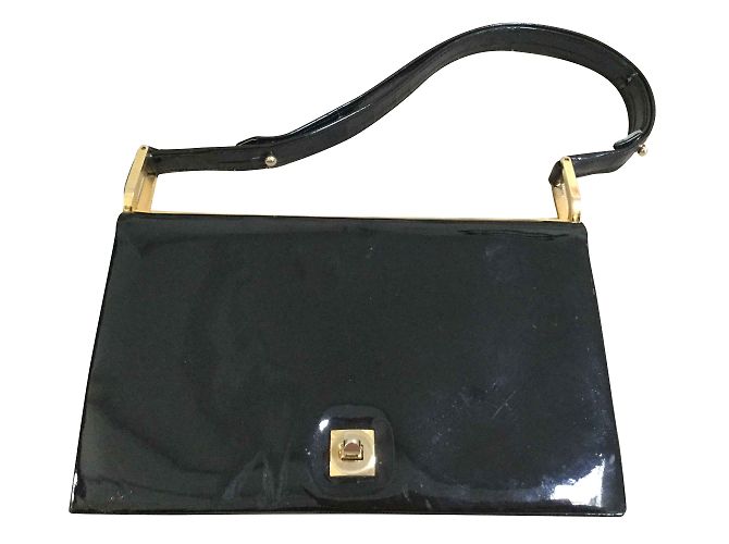 Vintage Sac à main noir en vernis