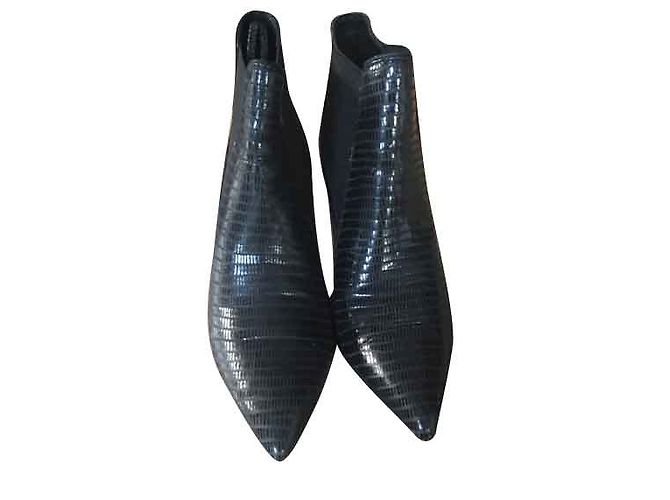 Botas Ash de piel negra efecto pitón Negro
