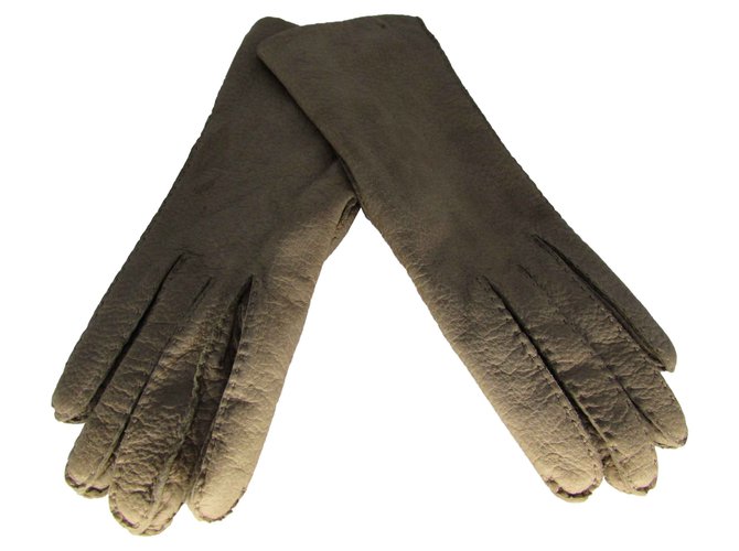 Hermès Gloves Beige Leather  ref.93418