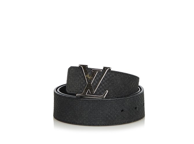 Louis Vuitton Suede Initiales Belt Cuir Noir  ref.93535