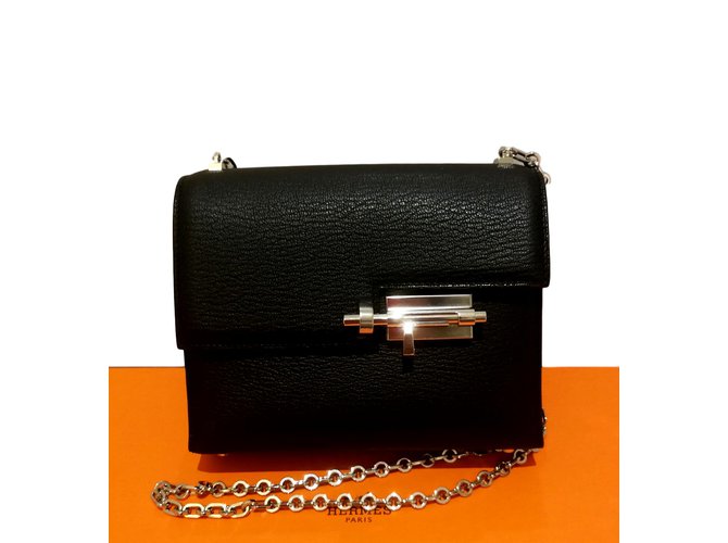 Hermès Verrou mini Negro Cabra  ref.93652