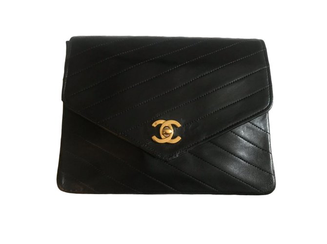 Timeless Chanel Black Leather  ref.93654