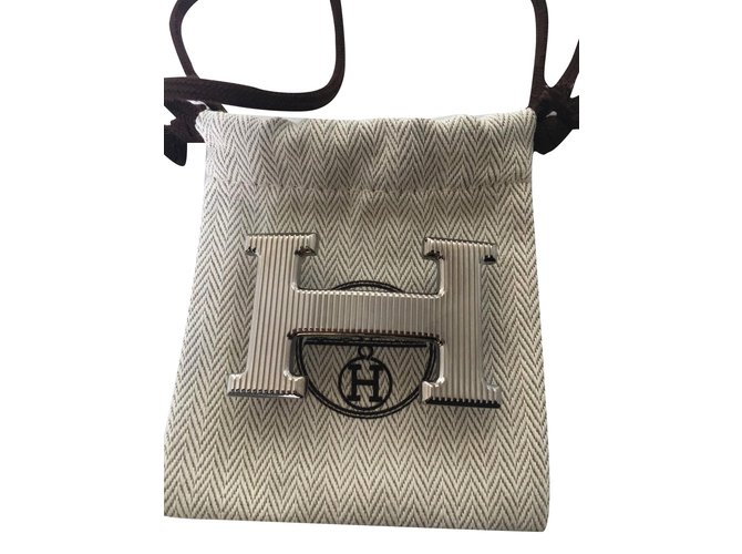 Hermès belt buckle "Grille" model in silver metal, new condition! Silvery Steel  ref.93676