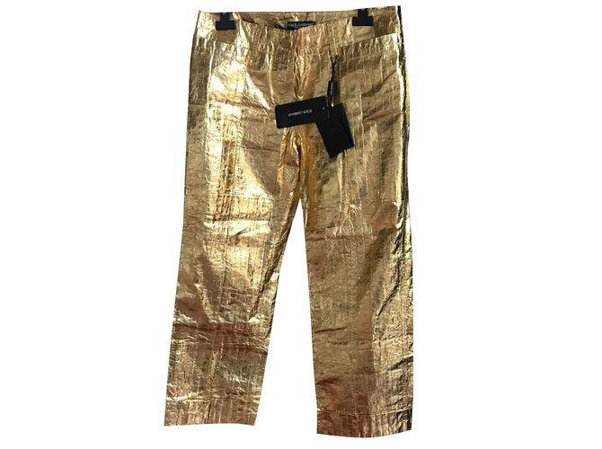 Dolce & Gabbana Dolce&Gabbana trousers Golden Exotic leather  ref.93797