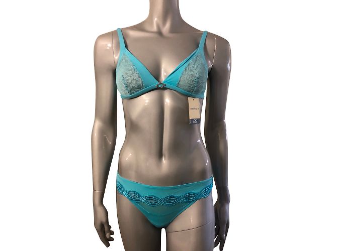 Autre Marque Cotton Club Turquoise String Bra Set Light blue