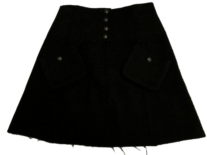 Chanel Skirts Black Cashmere Wool  ref.93850