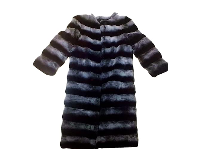 Autre Marque Long coat rabbit style chinchilla rex Silvery Fur  ref.94657