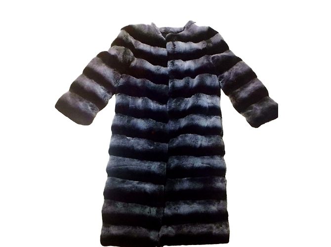 Autre Marque Casaco longo estilo chinchila rex Prata